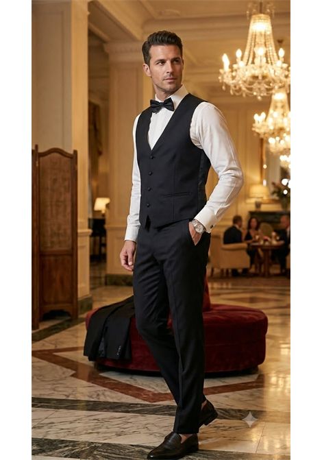 Smoking Uomo 3 Pezzi Nero Slim Fit con Rever in Raso LEBOLE | Abiti | 640148 A46170099